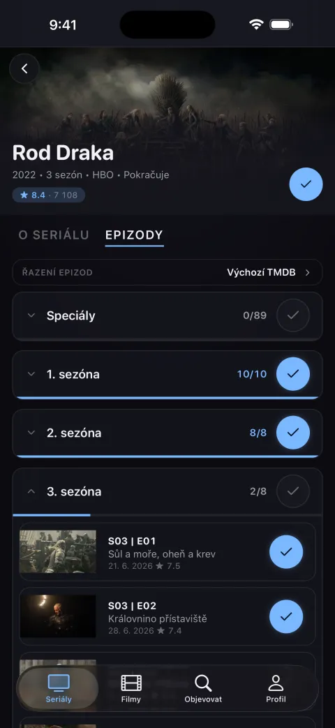 Detail seriálu se sezónami a seznamem epizod
