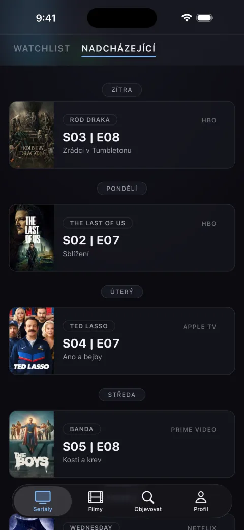 Nadcházející díly na příští dny